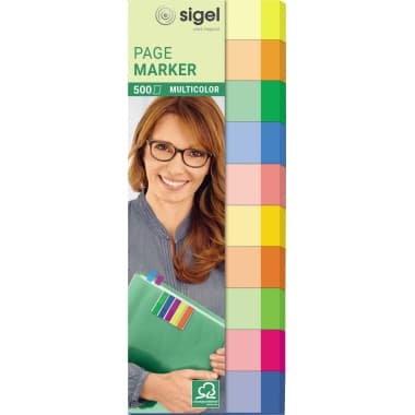 Sigel Haftmarker Multicolor 50x150mm f. sort 500 Bl.