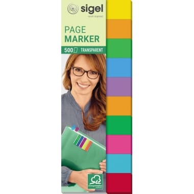 Sigel Haftmarker 44x12,5mm sort. 500 Bl./Pack.
