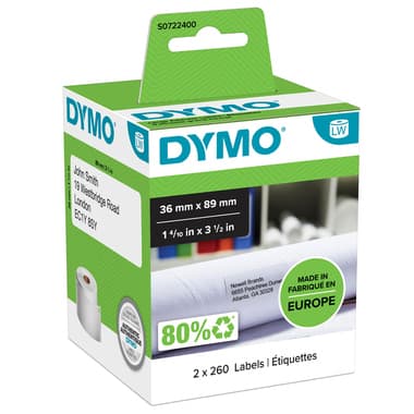 Dymo Adressetikett 89x36mm ws 2x260 St./Pack.