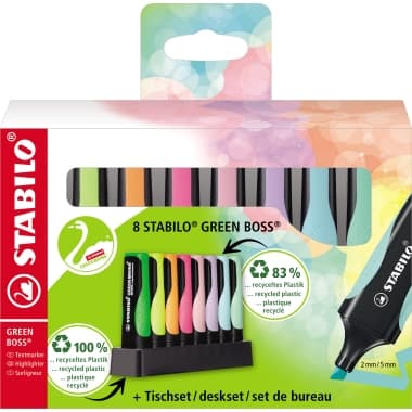 Stabilo Textmarker GREEN BOSS sort. 8St. +Tischset