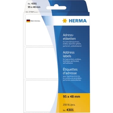 Herma Adressetikett 95x48mm weiß 250 St./Pack.