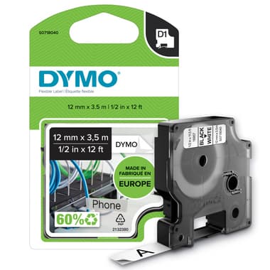 Dymo Schriftbandkassette D1 12mmx3,5m sw/ws