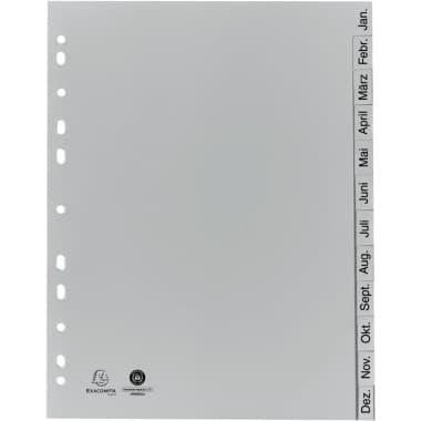 Exacompta Register DIN 4A 12tlg Jan-Dez PP grau