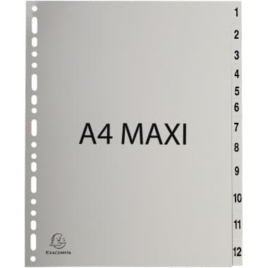 Exacompta Register A4+ Tlg 1-12 PP grau