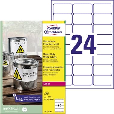 Avery Zweckform Etikett 63,5x33,9mm wetterfest 2400St