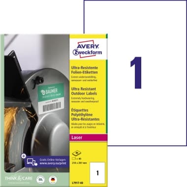 Avery Zweckf. Etikett 210x297mm ws 40 St.