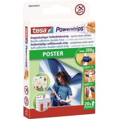 tesa Klebestücke Powerstrips Poster 14,5x33mm ws 20St.