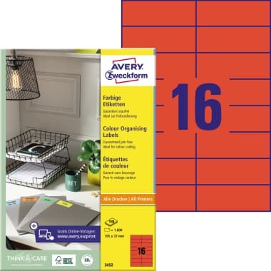 Avery Zweckform Etikett 105x37mm rt 1600St.