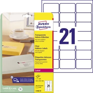 Avery Zweckf. Adressetikett 63,5x38,1mm 525 St.