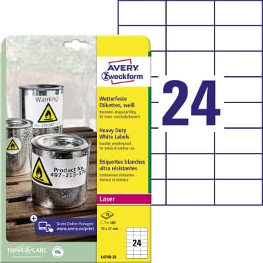 Avery Zweckf. Etikett 70x37mm ws 480 St.