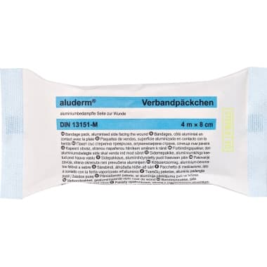 aluderm Verbandpäckchen m 4mx8cm Kompresse 10x12cm