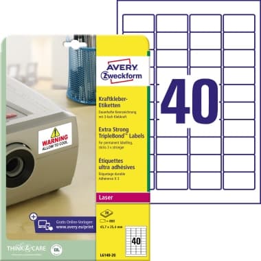 Avery Zweckform Etik. Kraftkleber 45,7x25,4mm 800St