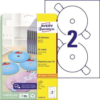 Avery Zweckf. CD/DVD-Etikett mt 50 St.