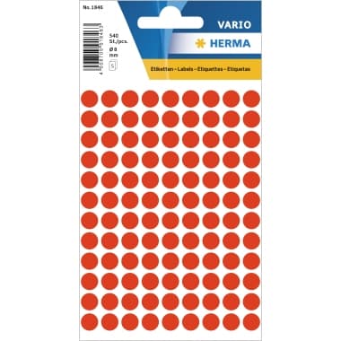 Herma Markierungspunkt 8mm leuchtrot 540 St./Pack.