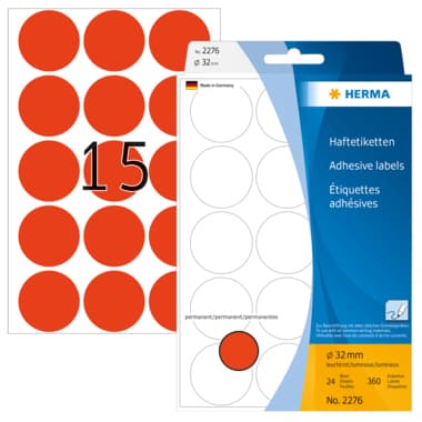 Herma Markierungspunkt 32mm leuchtrot 360 St./Pack.