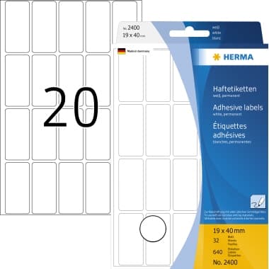 Herma Vielzwecketikett 19x40mm Papier ws 640 St.