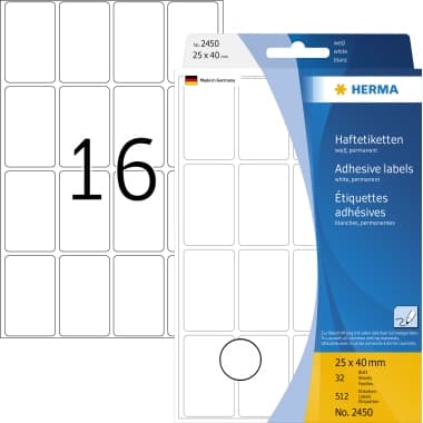 Herma Vielzwecketikett 25x40mm weiß 512 St./Pack.