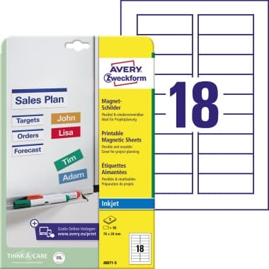 Avery Zweckf. Magnetschild 78x28mm ws 90 St.