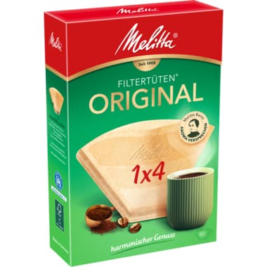 Melitta Kaffeefiltertüte Typ 1x4 naturbraun 80 St.