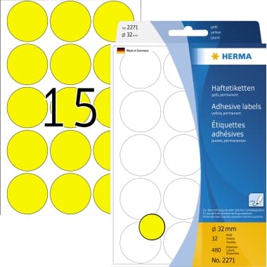 Herma Markierungspunkt 32mm gelb 480 St./Pack.
