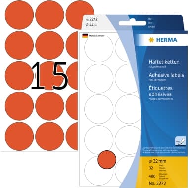 Herma Markierungspunkt 32mm rot 480 St./Pack.