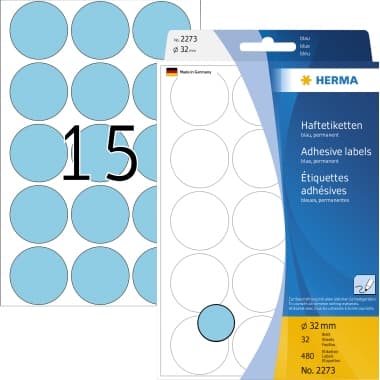 Herma Markierungspunkt 32mm blau 480 St./Pack.