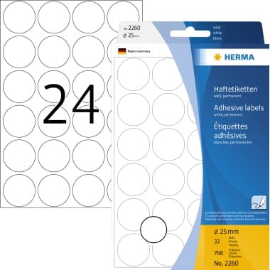 Herma Markierungspunkt 25mm Papier weiß 768St