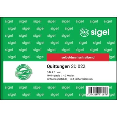Sigel Quittung DIN A6 quer selbstdurchschreibend 2x40l.