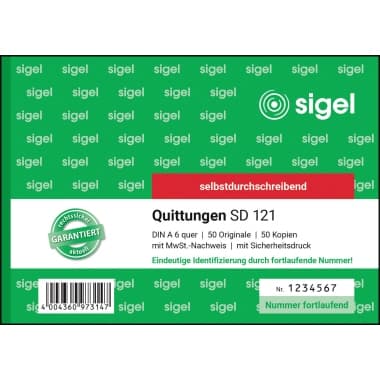 Sigel Quittung DINA6 quer sd Mp 50Blatt