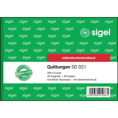 Sigel Quittung DIN A6 quer selbst-durchschreibend