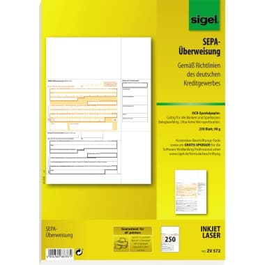 Sigel Überweisung DIN A4 für InkJet/Laser-Drucker 250 Bl.