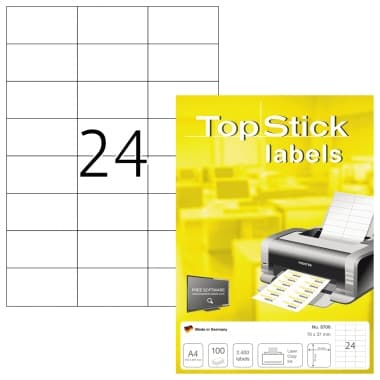 Etikett TopStick 70x37mm weiß 2.400 St./Pack.