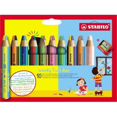 Stabilo Farbstift woody 3 in 1 duo EO sort 10St +Spitzer