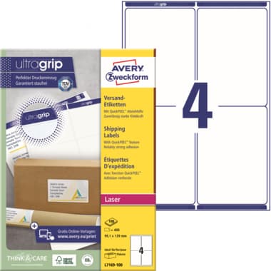 Avery Zweckf. Versandetikett QuickPEEL ws 400 St./Pa