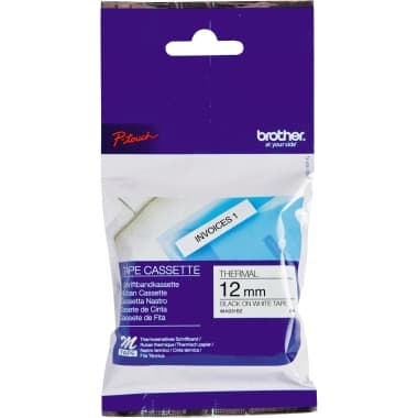Brother Schriftband-Kassette 12mmx8m unlaminiert sw auf ws