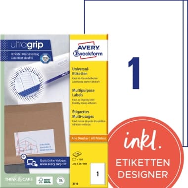 Avery Zweckform Etikett 200x297mm ws 100 St/Pack.