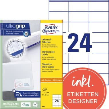 Avery Zweckform Etikett 70x36mm ws 2400St.