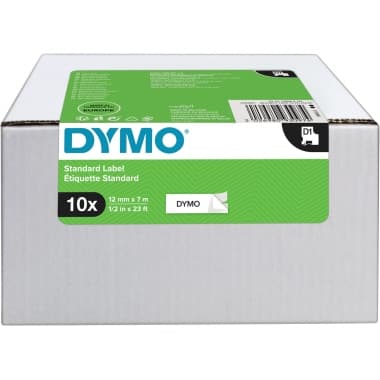 Dymo Schriftband-Kassette D1 12mmx7m sw auf ws 10St.