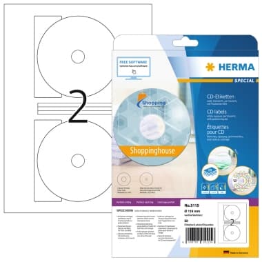 Herma CD/DVD Etikett 116mm Maxi weiß 50 St./Pack.