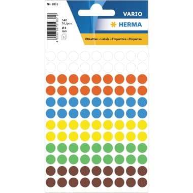 Herma Markierungspunkt 8mm sortiert 540 St./Pack.
