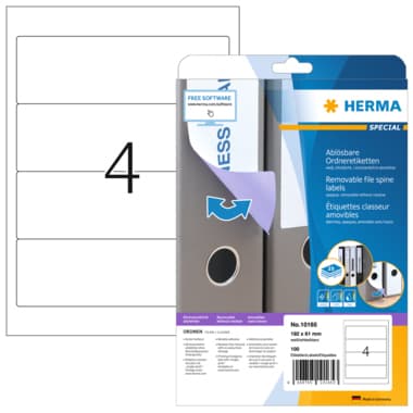 Herma Ordneretikett 192x61mm sk ablösbar ws 100 St.