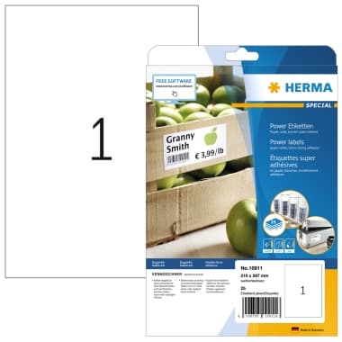 Herma Etikett stark haftend 210x297mm mt ws 25 St.