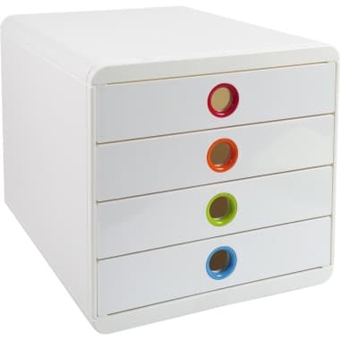 Exacompta Schubladenbox Pop- Box A4+ 4Schübe ws/harlekin