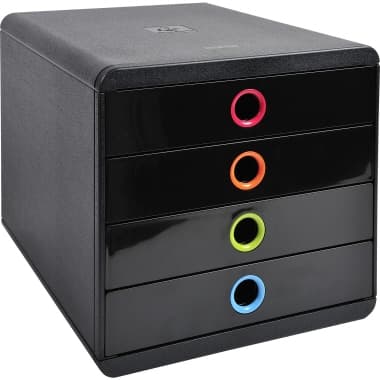 Exacompta Schubladenbox Pop- Box A4+ 4Schübe sw/harlekin