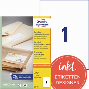 Avery Zweckform Etikett RC 210x297mm nws 100St