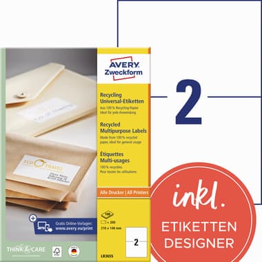 Avery Zweckform Etikett RC 210x148mm nws 200St