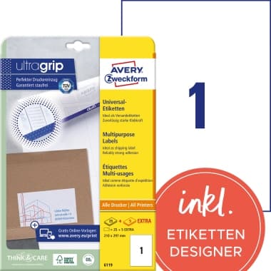 Avery Zweckform Etikett 210x297mm ws 30 St./Pack.