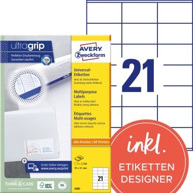 Avery Zweckform Etikett 70x41mm ws 2100St.