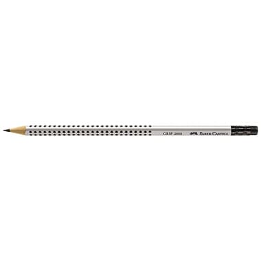 Faber-Castell Bleistift GRIP 2001 +Radierer B silbergrau