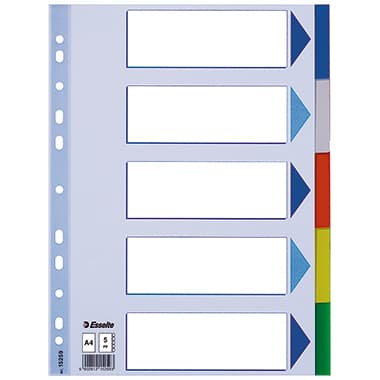 Esselte Register blanko DIN A4 5teilig PP h.bl/sort